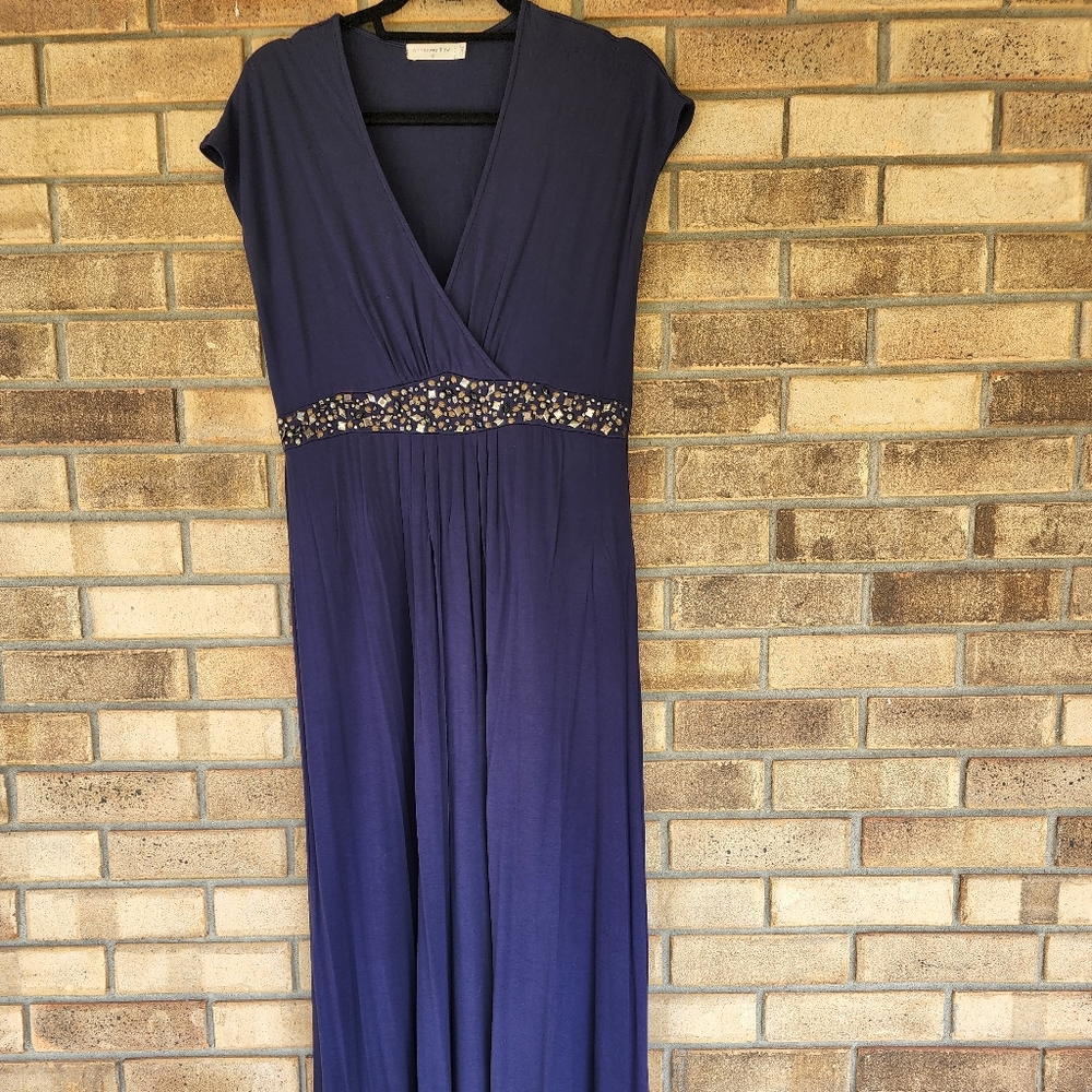 Annee Matthews Bianca Maternity/Nursing maxi dress navy blue